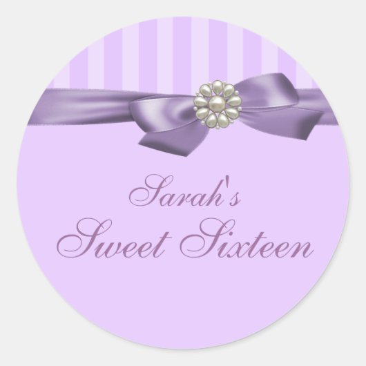 Paarse Strik Paarse Lint Zoete 16 Envelope Sticker (Voorkant)