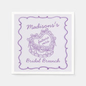 Paarse Strik Retro Hart Coquette Cake Bruids Brunc Servet (Voorkant)