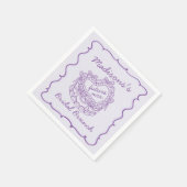 Paarse Strik Retro Hart Coquette Cake Bruids Brunc Servet (Hoek)