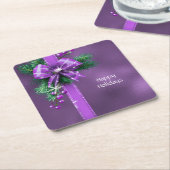 Paarse Strik Vakantie Papieren Onderzetter (Schuin)