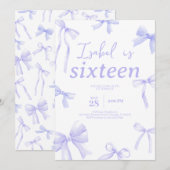 Paarse strik verjaardag kaart (Voorkant / Achterkant)