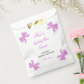 Paarse strik Ze bindt het knoop Vrijgezellenfeest Bedankzakje (Gezegeld)