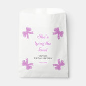 Paarse strik Ze bindt het knoop Vrijgezellenfeest Bedankzakje (Voorkant)