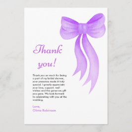 Paarse strik zij knoopt de knoop bruidsfeest bedankkaart