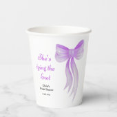 Paarse strik zij knoopt de knoop bruidsfeest papieren bekers (Achterkant)