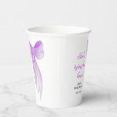 Paarse strik zij knoopt de knoop bruidsfeest papieren bekers (Rechts)