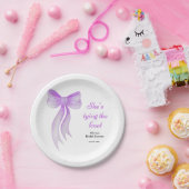 Paarse strik zij knoopt de knoop bruidsfeest  papieren bordje (Feest)