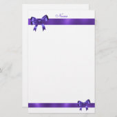 Paarse strikband briefpapier (Voorkant / Achterkant)