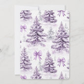 Paarse strikken Kerstbomen Bruiloft Kaart (Achterkant)