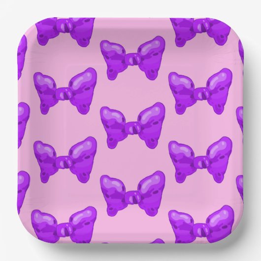 Paarse strikken papieren bordje (Voorkant)