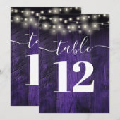 Paarse String Lichten Rustieke Schuur Houten Tafel Kaart (Voorkant / Achterkant)