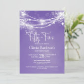 Paarse String Lights 55e Verjaardagsfeest Kaart (Staand voorkant)