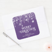 Paarse String Lights Christmas Party Favorietenple Vierkante Sticker (Envelop)