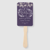 Paarse String Lights Floral bruiloft programma Handwaaier (Voorkant)