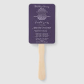 Paarse String Lights Floral bruiloft programma Handwaaier (Achterkant)