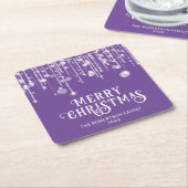 Paarse String Lights Kerstfeest Kartonnen Onderzetters (Schuin)