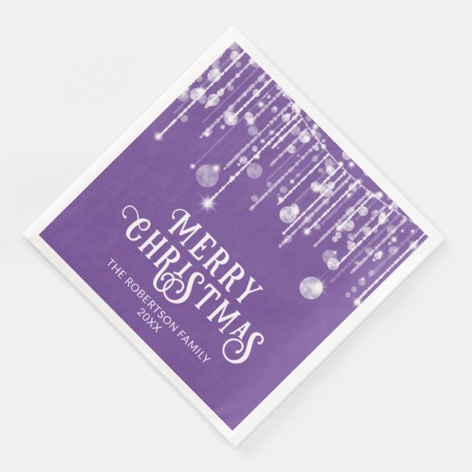 Paarse String Lights Kerstfeest Servet (Hoek)