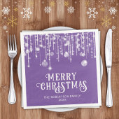 Paarse String Lights Kerstfeest Servet