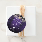 Paarse String Lights Rustiek Hout Boho Schuur Huwe Bedankjes Labels (In situ)