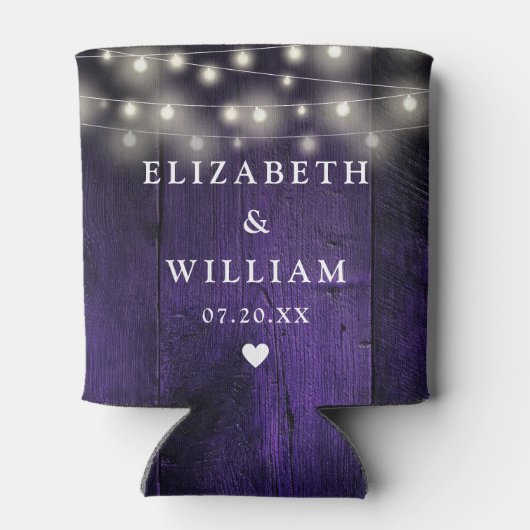 Paarse String Lights Rustiek Hout Boho Schuur Huwe Blikjeskoeler (Achterkant)