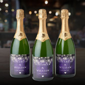 Paarse String Lights Rustiek Hout Boho Schuur Huwe Sparkling Wijnetiket