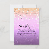 Paarse String Lights Sparkle Glam Dank u kaarten (Voorkant)