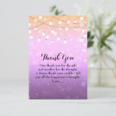 Paarse String Lights Sparkle Glam Dank u kaarten (Staand voorkant)