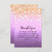 Paarse String Lights Sparkle Glam Dank u kaarten (Voorkant / Achterkant)