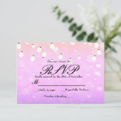 Paarse String Lights Sparkle Party RSVP-kaart RSVP Kaartje (Staand voorkant)