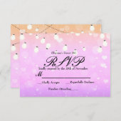 Paarse String Lights Sparkle Party RSVP-kaart RSVP Kaartje (Voorkant / Achterkant)