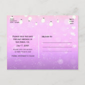 Paarse String Lights Sparkle Save Date Briefkaart (Achterkant)