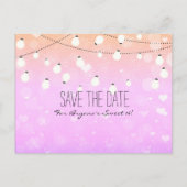 Paarse String Lights Sparkle Save Date Briefkaart (Voorkant)