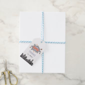 Paarse stripboek superheld verjaardag cadeaulabel (Met Touw)