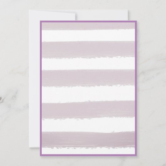 Paarse Stripe Baby-liefdesscript geboorte Aankondiging (Achterkant)