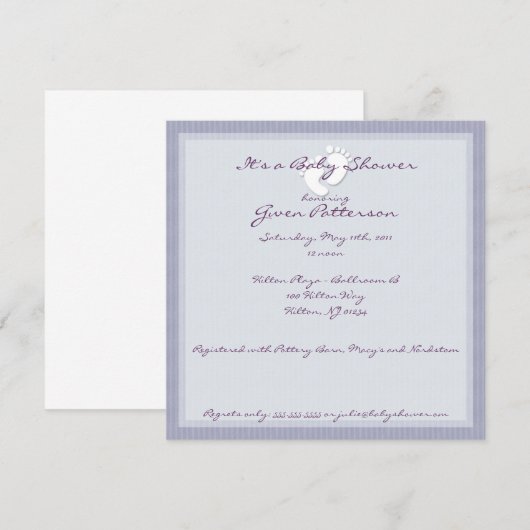 Paarse Stripe Baby Shower-uitvindingen Kaart (Voorkant / Achterkant)