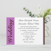 Paarse stripe Chocolate Brown Wedding Invitation Kaart (Staand voorkant)