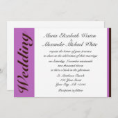 Paarse stripe Chocolate Brown Wedding Invitation Kaart (Voorkant / Achterkant)