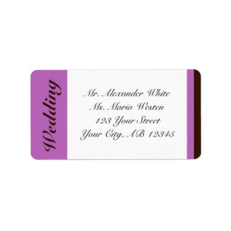 Paarse Stripe ChocolateBrown Wedding Address Label