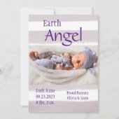 Paarse Stripe Foto Earth Angel Birth Announounding Aankondiging (Voorkant)