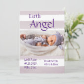 Paarse Stripe Foto Earth Angel Birth Announounding Aankondiging (Staand voorkant)