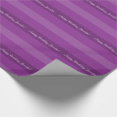 Paarse Stripe Happy Birthday, naam Cadeaupapier (Hoek)