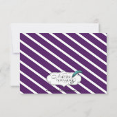 Paarse Stripe met Floral Wedding Rehearsal Dinner Kaart (Achterkant)