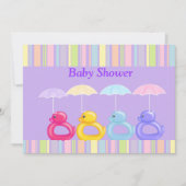 PAARSE STRIPE MULTI-DUCK BABY SHOWER INVITATIE KAART (Voorkant)