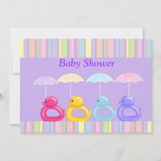 PAARSE STRIPE MULTI-DUCK BABY SHOWER INVITATIE KAART (Voorkant)