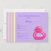 PAARSE STRIPE MULTI-DUCK BABY SHOWER INVITATIE KAART (Achterkant)
