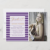 Paarse stripe Voeg uw eigen foto-Afstuderen toe Aankondiging (Voorkant)