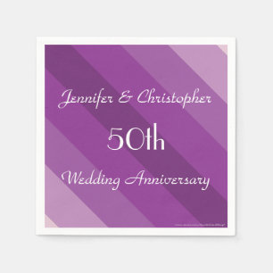 Paarse striped 50th Wedding Jubileum Name Paper Servet
