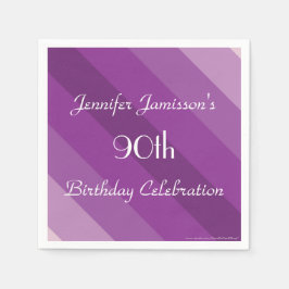 Paarse striped, 90th Birthday Party, Name, Paper Servetten