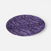 Paarse striped camo met aangepaste tekst papieren bordje (Gekanteld)