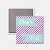 Paarse striped Clean - Dirty Dishwasher Magnets Magneet (Voorkant / Achterkant)